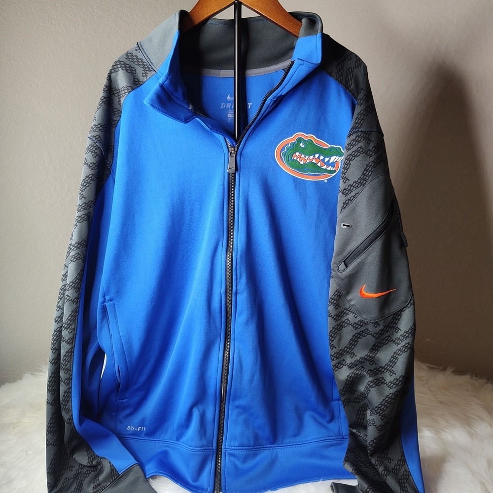 Florida Gators Full Zip Jacket Mens 2XL‎ Blue Black Embroidered Back Graphic